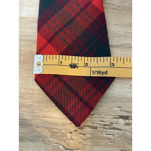 VTG Lochcarron Scotland Tie "Thomson Tartan" Red Plaid 100% Wool Plaid Holiday - Picture 6 of 7